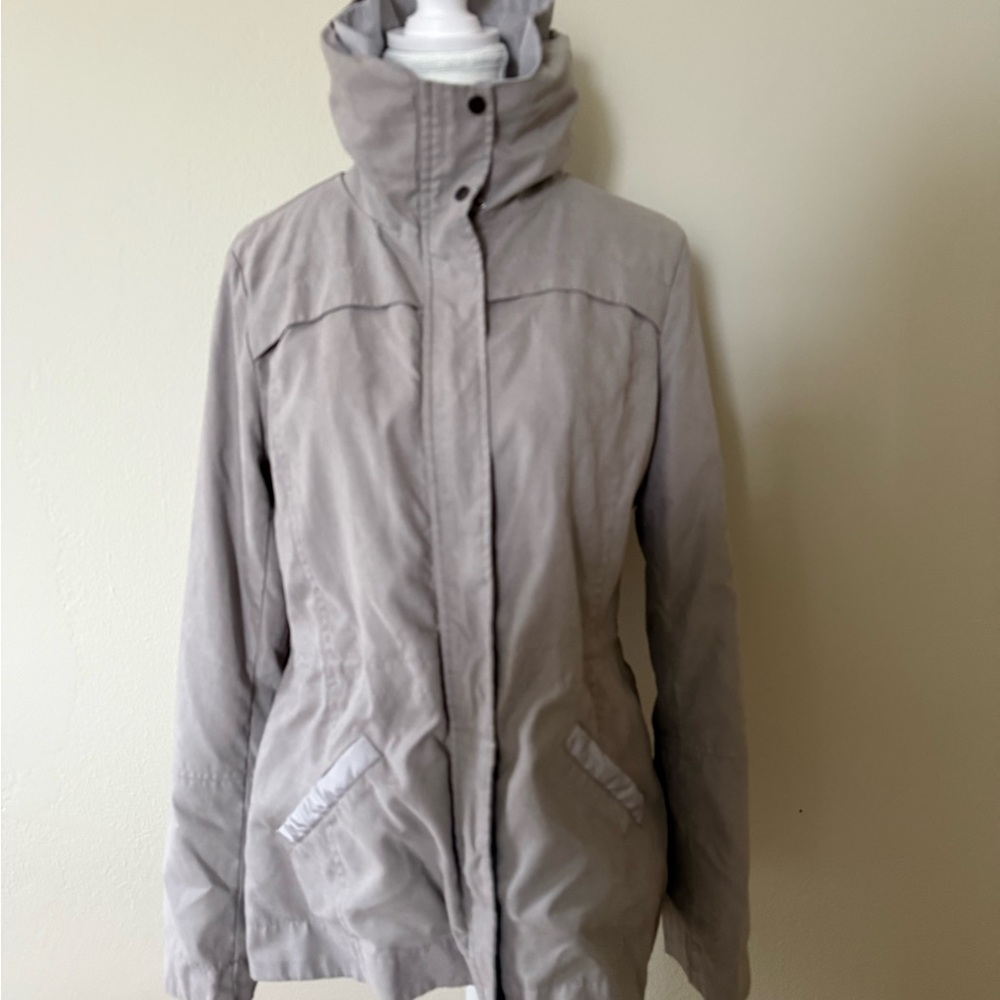 Gray Utility Jacket with Hood and Full-Length Zipper